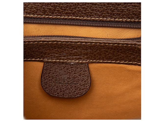 Bamboo Borsa Satchel Gucci in pelle di vitello martellata marrone con bambù - vista 5