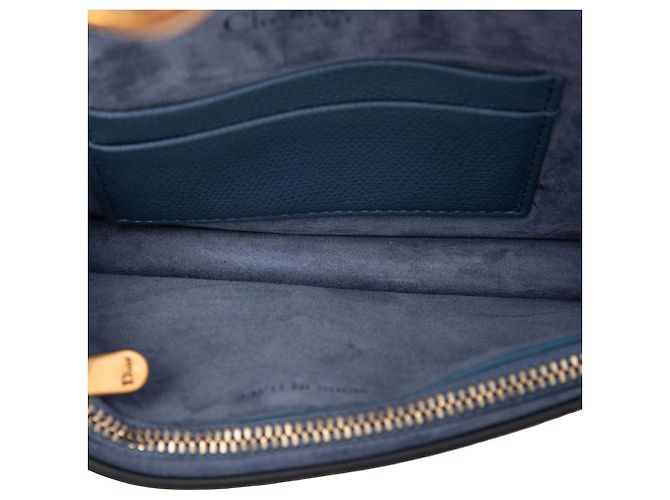 Pouch cintura Saddle Dior in pelle di vitello grana blu - vista 4