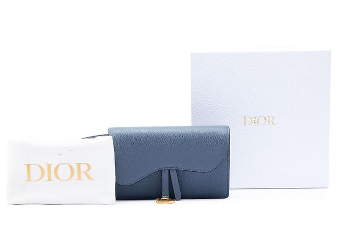 Pouch cintura Saddle Dior in pelle di vitello grana blu - vista 7