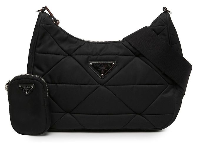 Borsa a tracolla Prada in Re-Nylon matelassé nero - vista 6