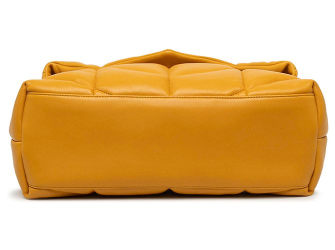 Autre Marque Saint Laurent LouLou Puffer Schultertasche aus gelbem gestepptem Lammleder mit Monogramm Medium - Ansicht 3