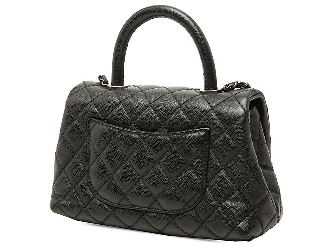Borsa Chanel Mini Quilted Caviar Coco Top Handle Nera - vista 2