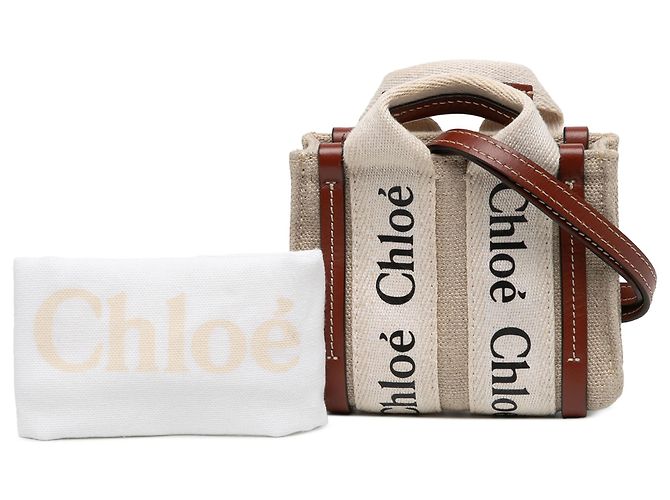 Bolso Nano Woody de lona beige Chloé - vista 6