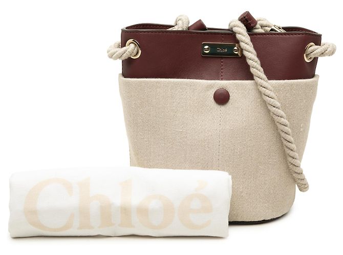 Picca borsa secchiello Chloé in tela beige - vista 7