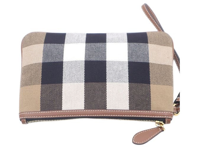 Pouch da polso Peyton Burberry in tela House Check marrone - vista 6