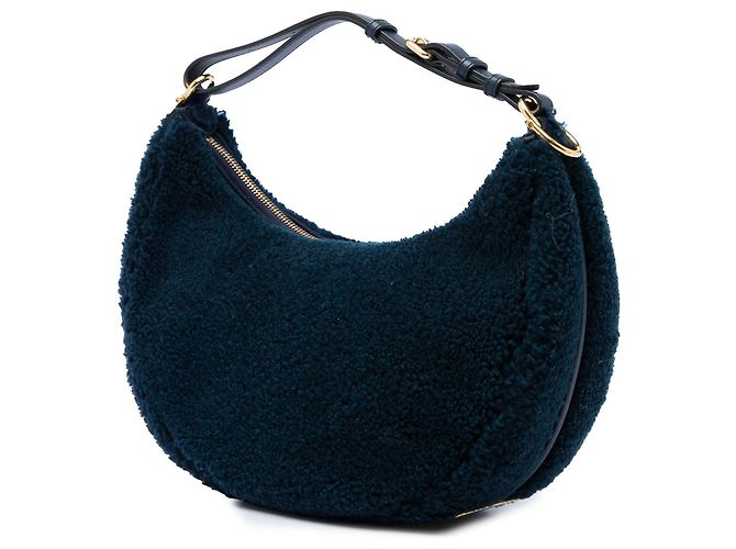 Fendi Blue Small Shearling Fendigraphy Hobo - vista 2