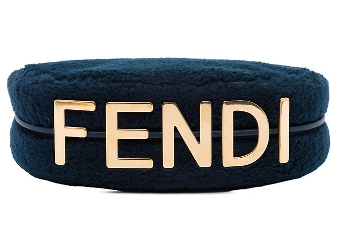 Fendi Blue Small Shearling Fendigraphy Hobo - vista 3