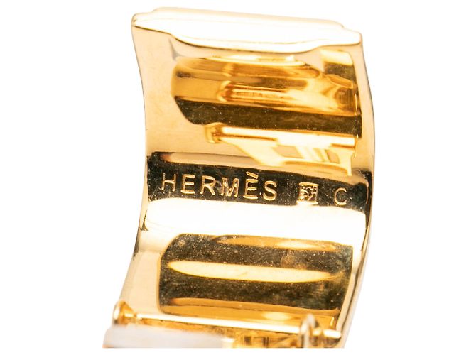 Orecchini a clip Hermès Gold placcati oro in smalto Cloisonné - vista 3