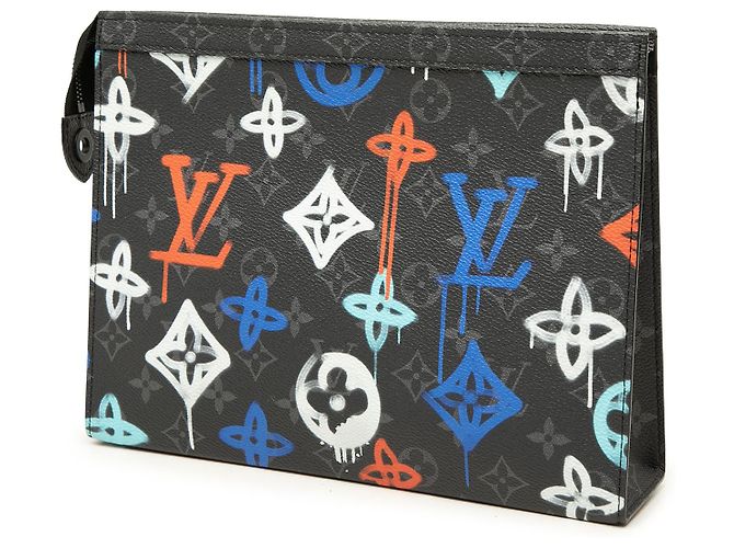 Louis Vuitton Black Monogram Eclipse Graffiti Pochette Voyage MM - vista 2