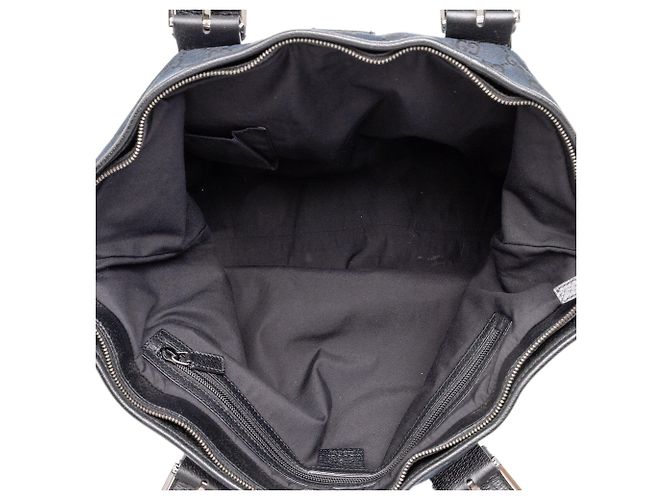 Borsa Shopper Tote Gucci in tela GG nera con banda Web - vista 4
