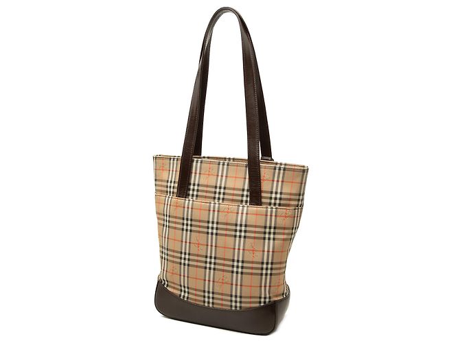 Borsa Tote Burberry Beige Haymarket Check Canvas - vista 2