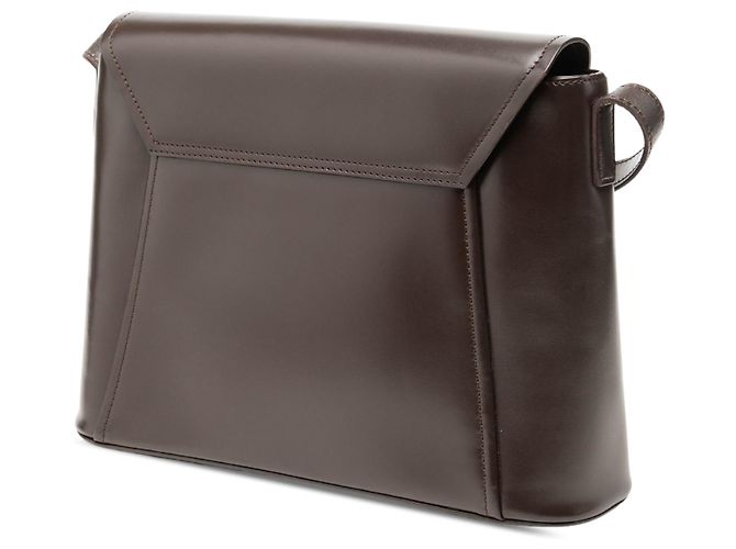 Borsa a tracolla LOEWE in vitello liscio marrone con patta logo - vista 2