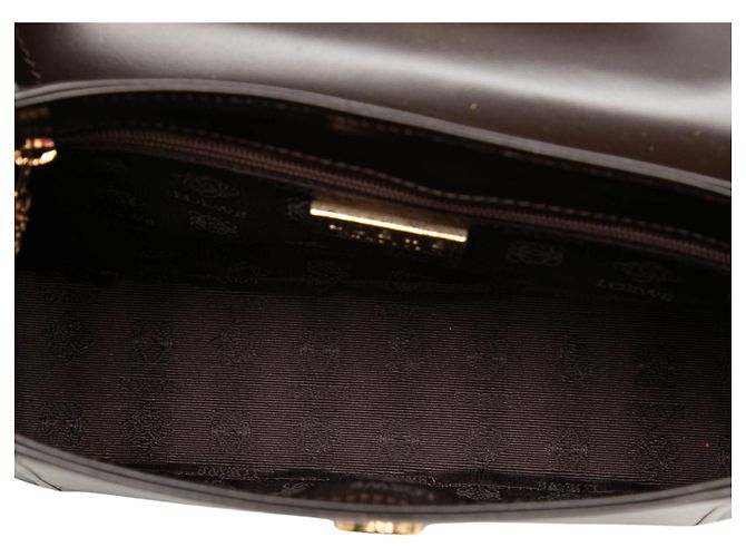 Borsa a tracolla LOEWE in vitello liscio marrone con patta logo - vista 4