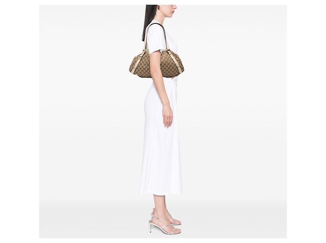 Gucci Abbey D Ring Tote aus beigem GG Canvas - Ansicht 6