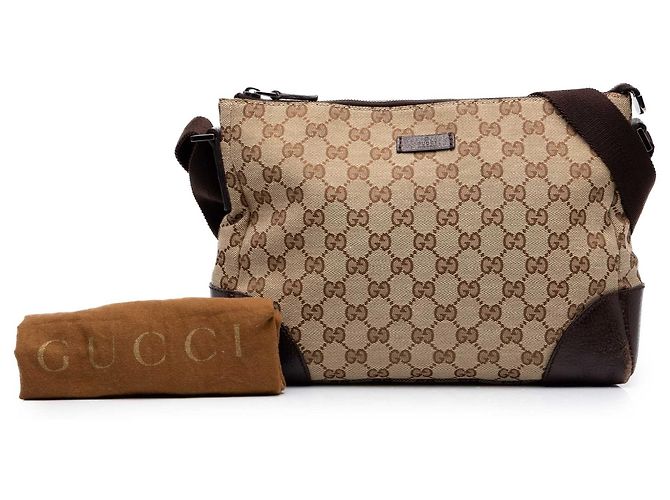 Borsa a tracolla Gucci in tela GG beige - vista 9