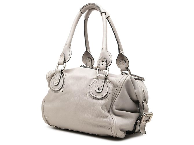 Borsa a tracolla Chloé Paddington con tasca anteriore in pelle grigia - vista 2