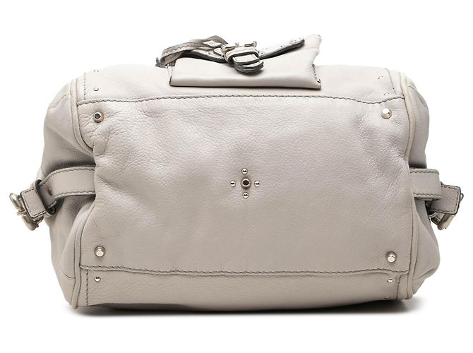Borsa a tracolla Chloé Paddington con tasca anteriore in pelle grigia - vista 3