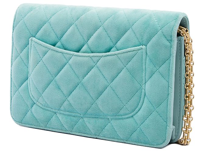 Chanel Blue Quilted Velvet Reissue 2.55 Wallet on Chain - vista 2