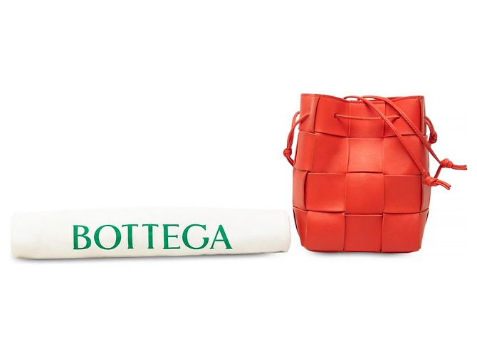 Bottega Veneta Borsa a Secchiello Small Nappa Maxi Intrecciato Cassette Rossa - vista 7