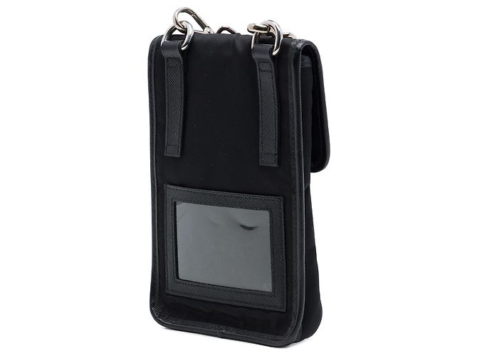 Custodia per smartphone Prada in Re-Nylon con rifiniture in pelle Saffiano nera - vista 2