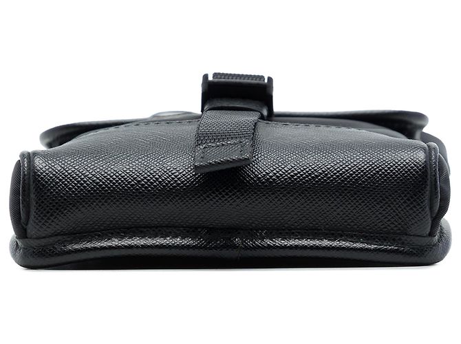 Custodia per smartphone Prada in Re-Nylon con rifiniture in pelle Saffiano nera - vista 3