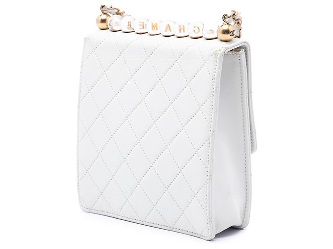 Chanel White Small Lambskin Chic Pearls Flap - vista 2