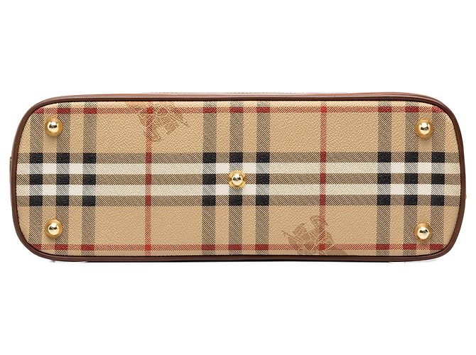 Borsa Dome Satchel Burberry Beige Haymarket Check Coated Canvas - vista 3