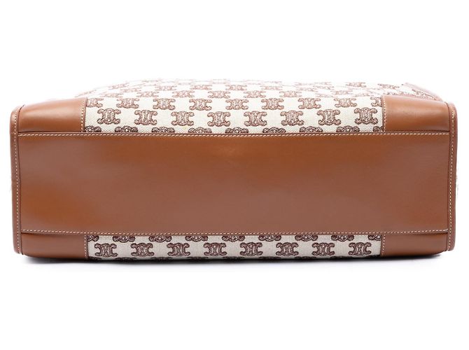 Céline Celine Bolsa Cabas Horizontal em Lona Bordada Triomphe Bege - vista 3