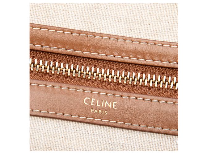Céline Celine Bolsa Cabas Horizontal em Lona Bordada Triomphe Bege - vista 5