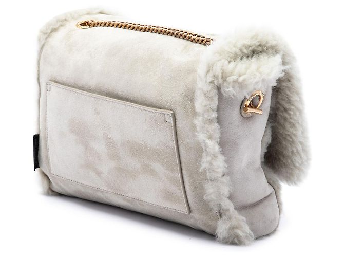 Autre Marque Saint Laurent Gray Medium Shearling Monogram Kate Reversible Schultertasche - Ansicht 2