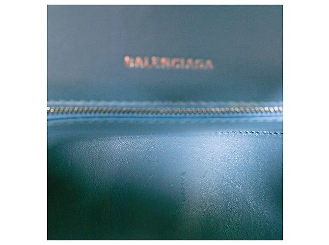 Borsa Hourglass Top Handle Balenciaga Blue Small BB Monogram Denim - vista 4