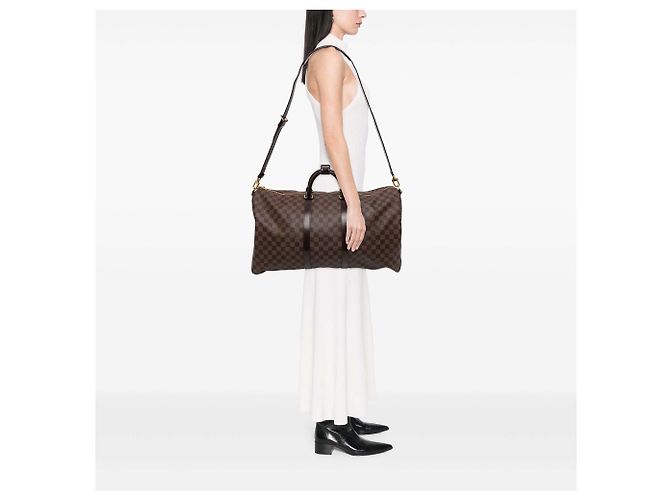 Louis Vuitton Brown Damier Ebene Keepall Bandouliere 55 - vista 5