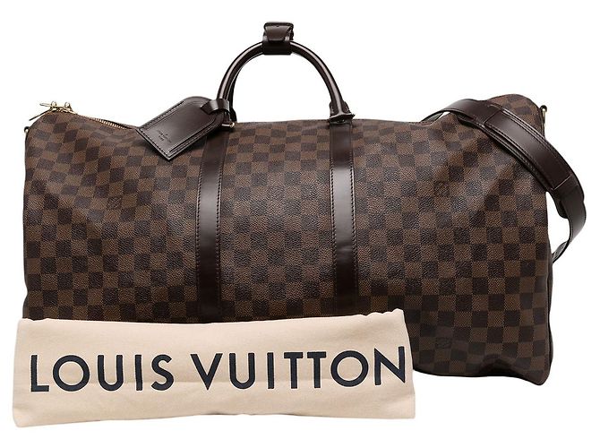 Louis Vuitton Brown Damier Ebene Keepall Bandouliere 55 - vista 6