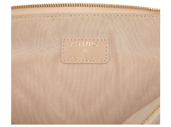 Chanel Beige Large Chevron Caviar O Case Clutch - vista 5