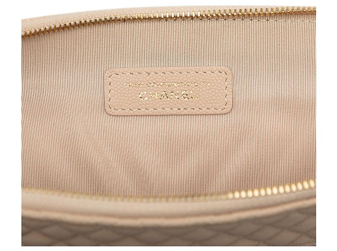 Chanel Beige Large Chevron Caviar O Case Clutch - vista 6