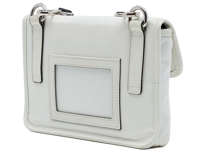Capa para smartphone Prada em Re-Nylon com acabamento em Saffiano branco - vista 2