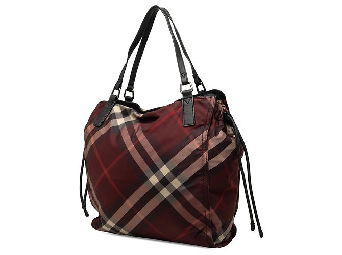 Borsa Tote Burberry Red Supernova Check Nylon Buckleigh - vista 2