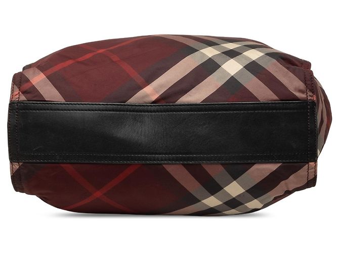 Borsa Tote Burberry Red Supernova Check Nylon Buckleigh - vista 3