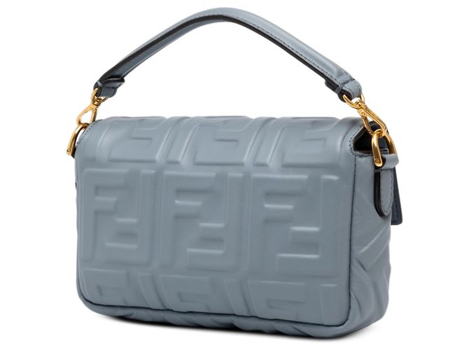 Borsa Satchel Baguette Fendi in pelle goffrata Mini Zucca Grigia - vista 2