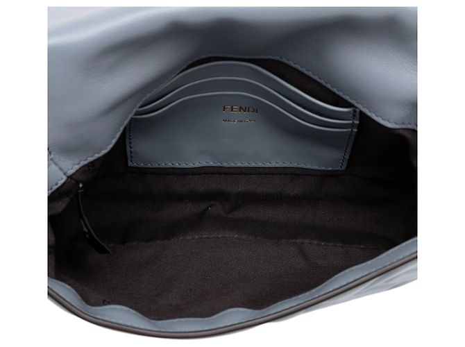 Borsa Satchel Baguette Fendi in pelle goffrata Mini Zucca Grigia - vista 4