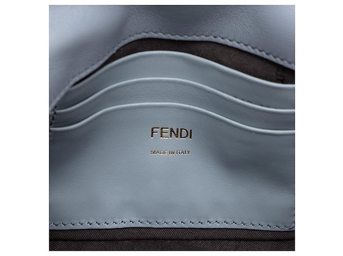 Borsa Satchel Baguette Fendi in pelle goffrata Mini Zucca Grigia - vista 5
