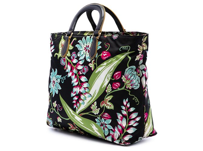 Borsa Satchel Prada in Tessuto Stampato Nera - vista 2