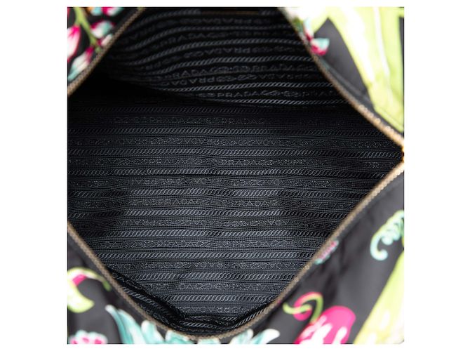 Borsa Satchel Prada in Tessuto Stampato Nera - vista 4
