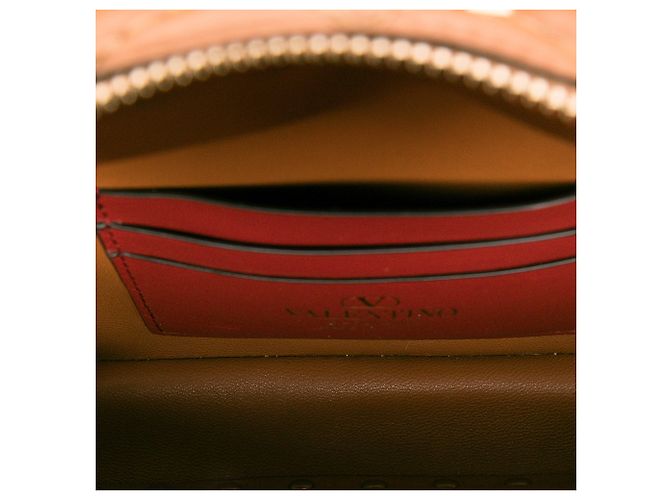 Borsa Camera Valentino Rockstud Spike in nappa marrone con doppia zip - vista 4