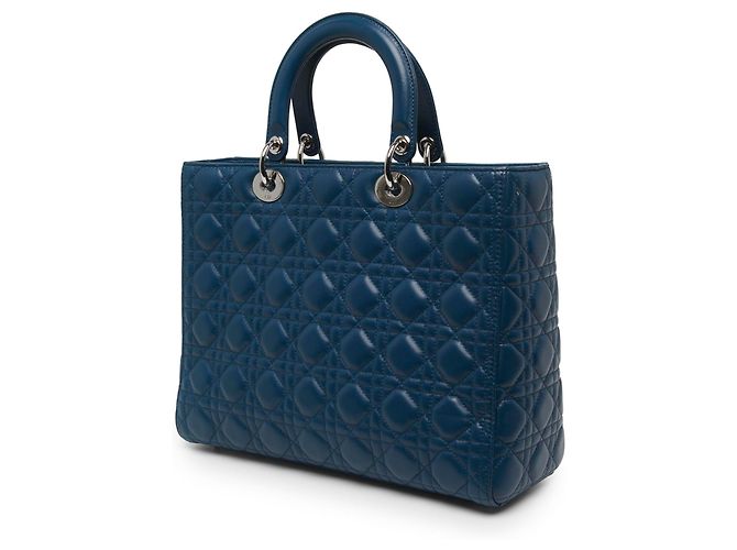 Dior Blue Large Lambskin Cannage Lady Dior - vista 2
