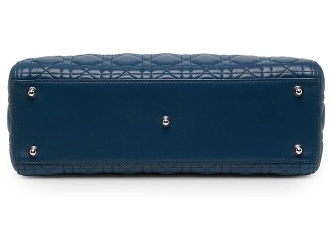 Dior Blue Large Lambskin Cannage Lady Dior - vista 3