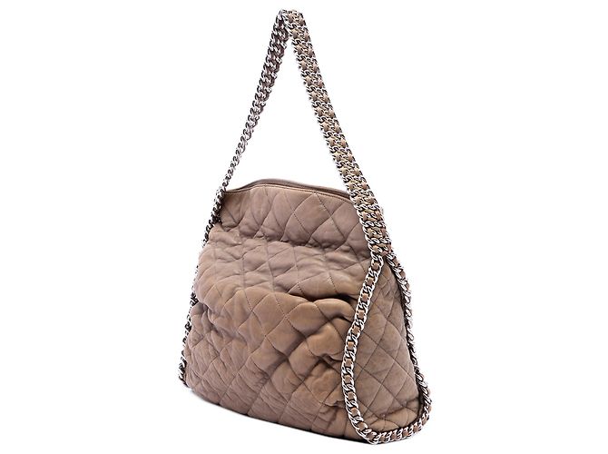 Bolso Hobo Chanel de piel de cordero lavada acolchada marrón con cadena - vista 2