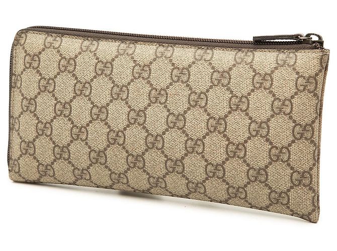 Pouch con zip Gucci Beige GG Supreme - vista 2