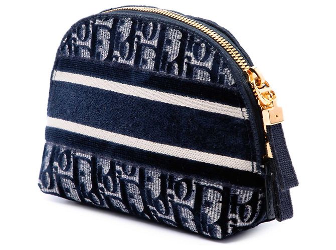 Necessaire Dior in velluto blu ricamato Oblique - vista 2