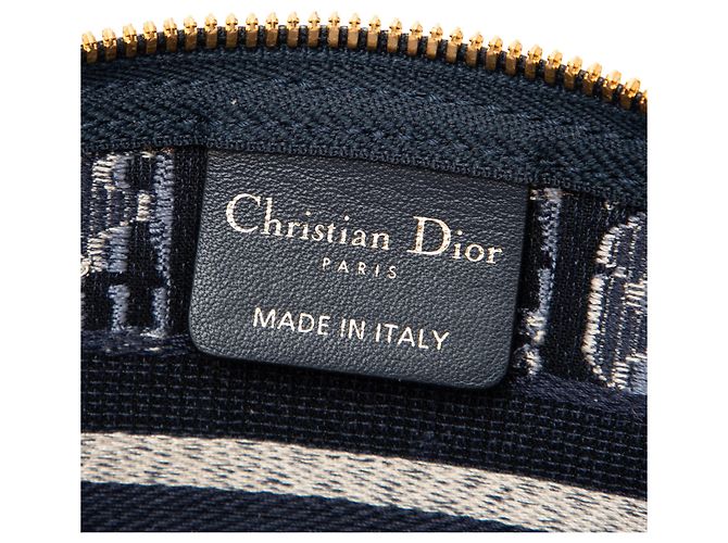 Necessaire Dior in velluto blu ricamato Oblique - vista 5